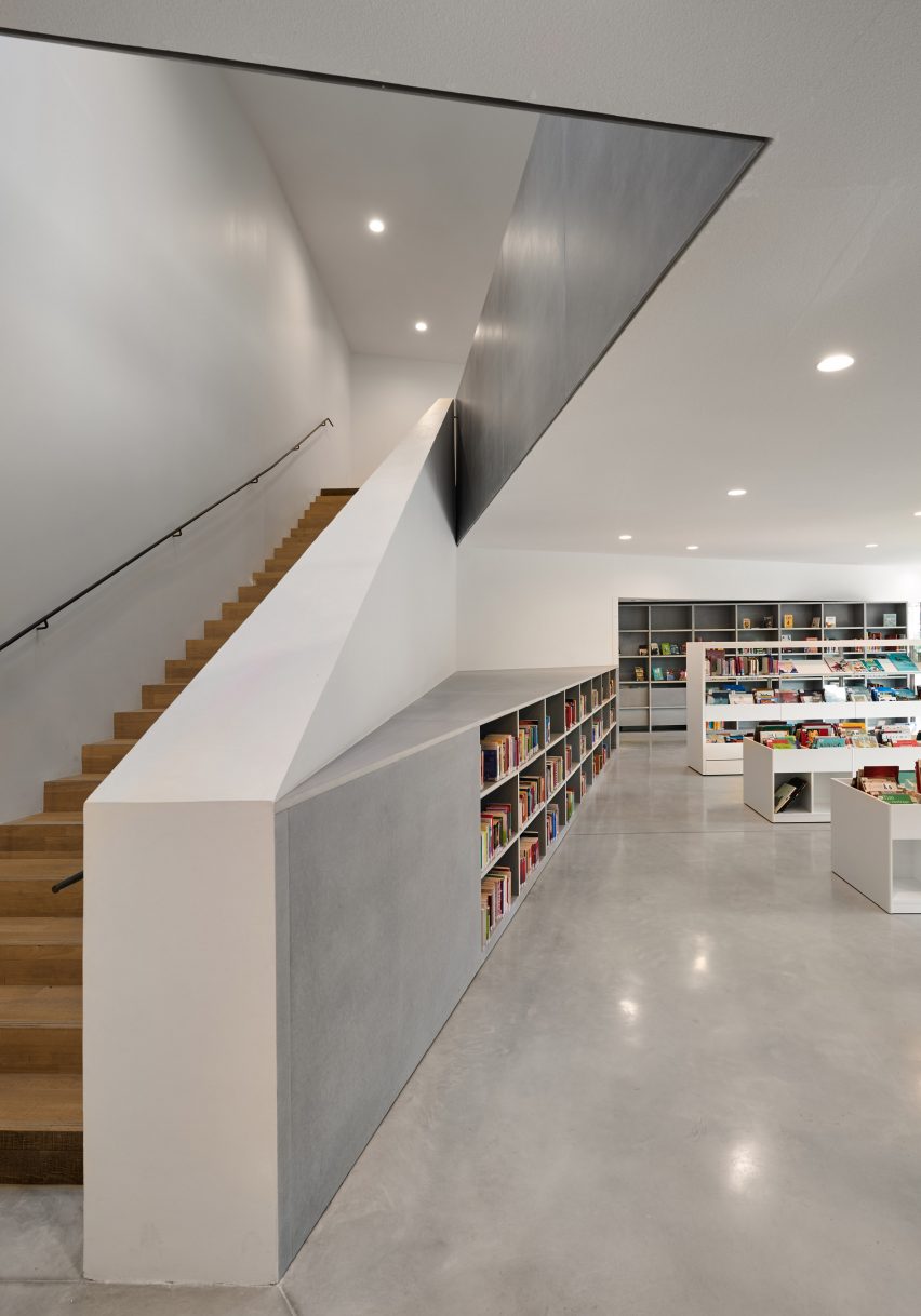 Concrete runs through the interior