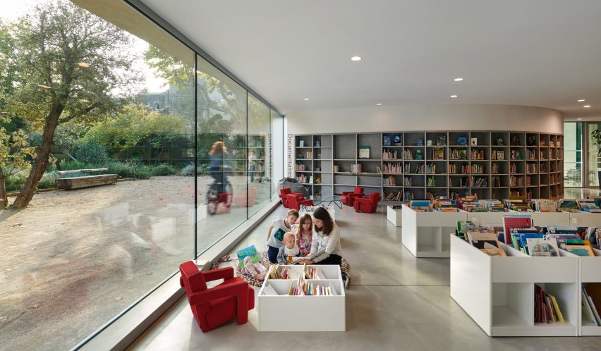 Red furniture provides pops of colour