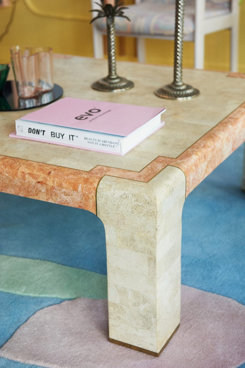 A coffee table in the lounge