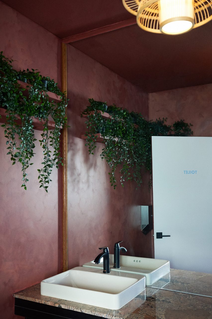 The darker bathroom in pink