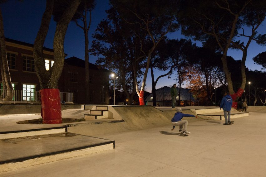 A skatepark in Piazza della Repubblica