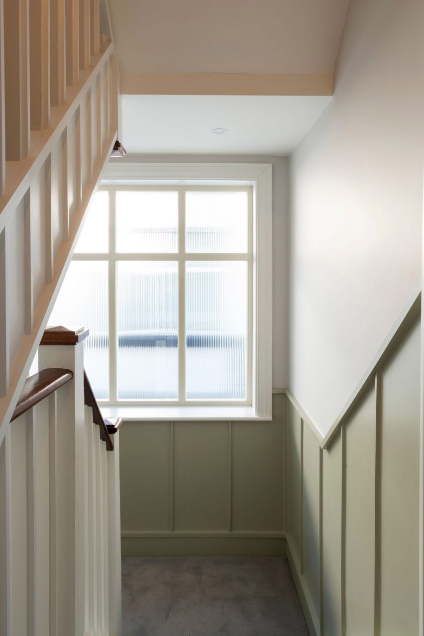 Wainscotting runs through the second floor