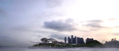 A visual of an opera hall centre in Shenzhen