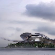 A visual of a sinuous opera house by Jean Nouvel