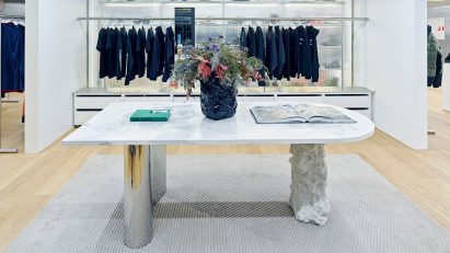 Concrete and steel table by Pettersen & Hein in Moniker store