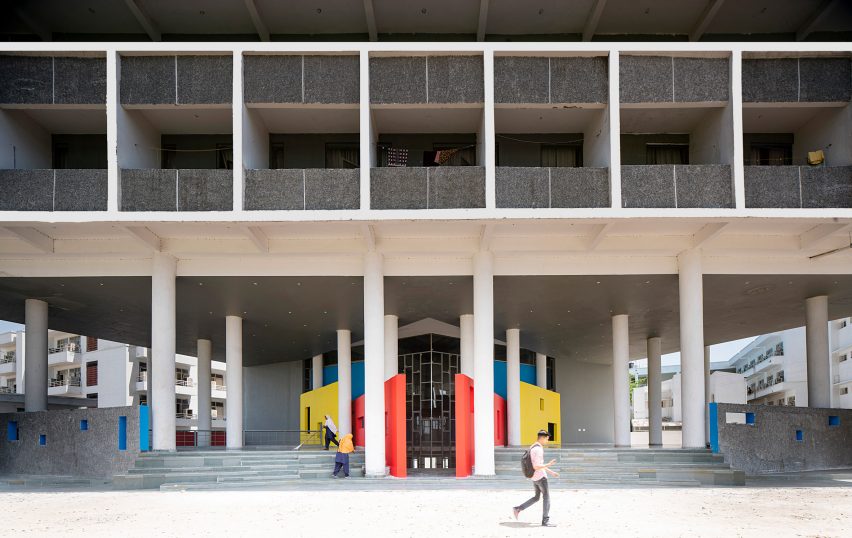 The entrance to student accommodation in Chandigarh