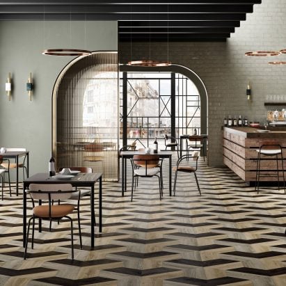 Mesh pattern in Studio Mood flooring tiles by IVC Commercial