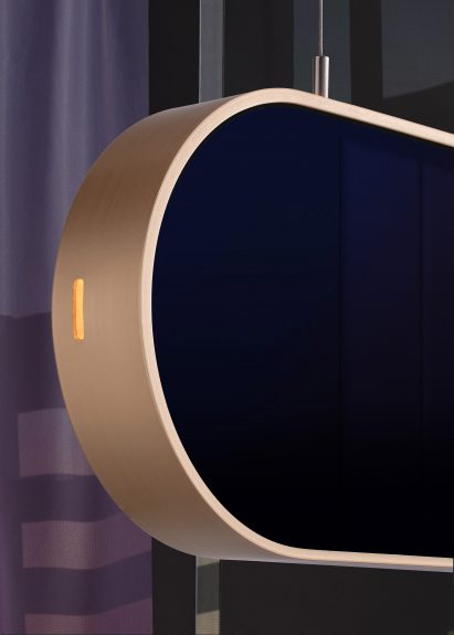 Solar cells on an indoor light by Marjan van Aubel