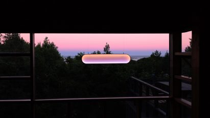 Solar light by Marjan van Aubel on the sunrise setting in an interior