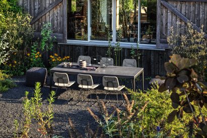Outdoor dining area in Italy