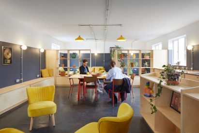 A colourful lounge inside The Axis music studios in London