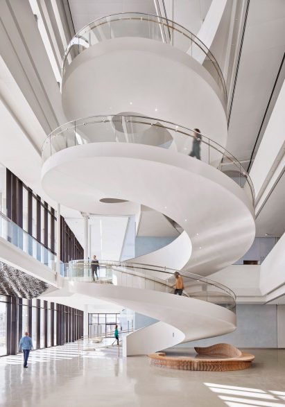 The Buddy Holly Hall has a spiral staircase