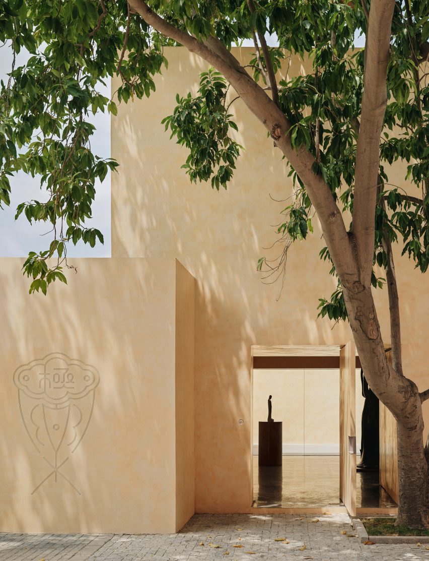 Sandalwood yellow facade of gallery