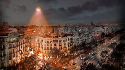 Visual of Urban Sun in a city