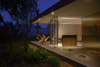 A sheltered terrace outside a family home in Eindhoven