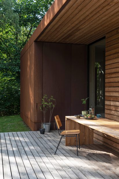Wooden deck outside CLT house