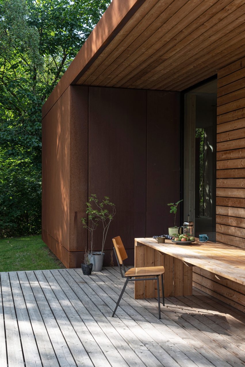 Wooden deck outside CLT house
