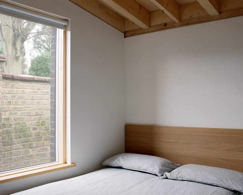 A white-walled bedroom