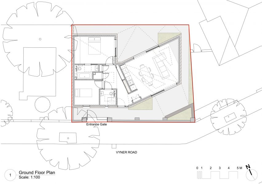A ground floor plan of Jupp House by Phillips Tracey Architects