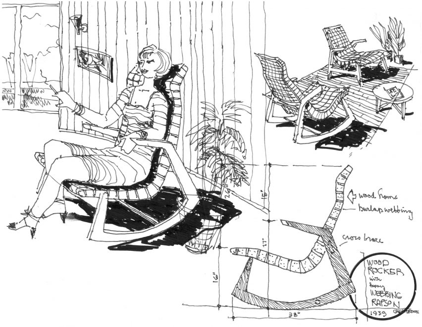 Rapson outdoor rocking chair by Loll Designs drawing