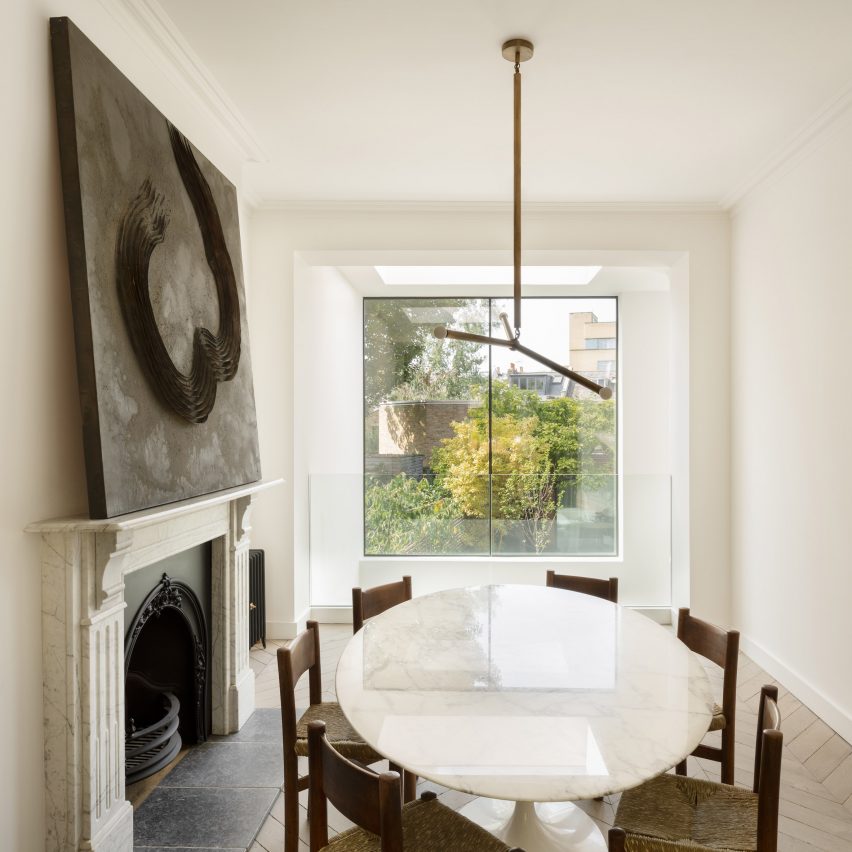 Minimalist dining room in London house
