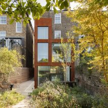 A house extension clad in weathering steel