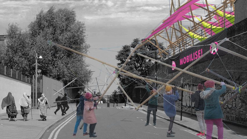 A visual of a bamboo pavilion in London
