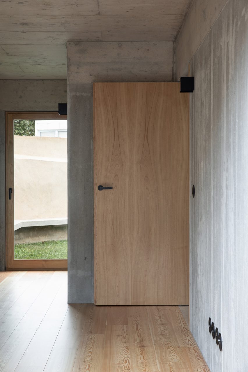 The upstairs has wooden floors