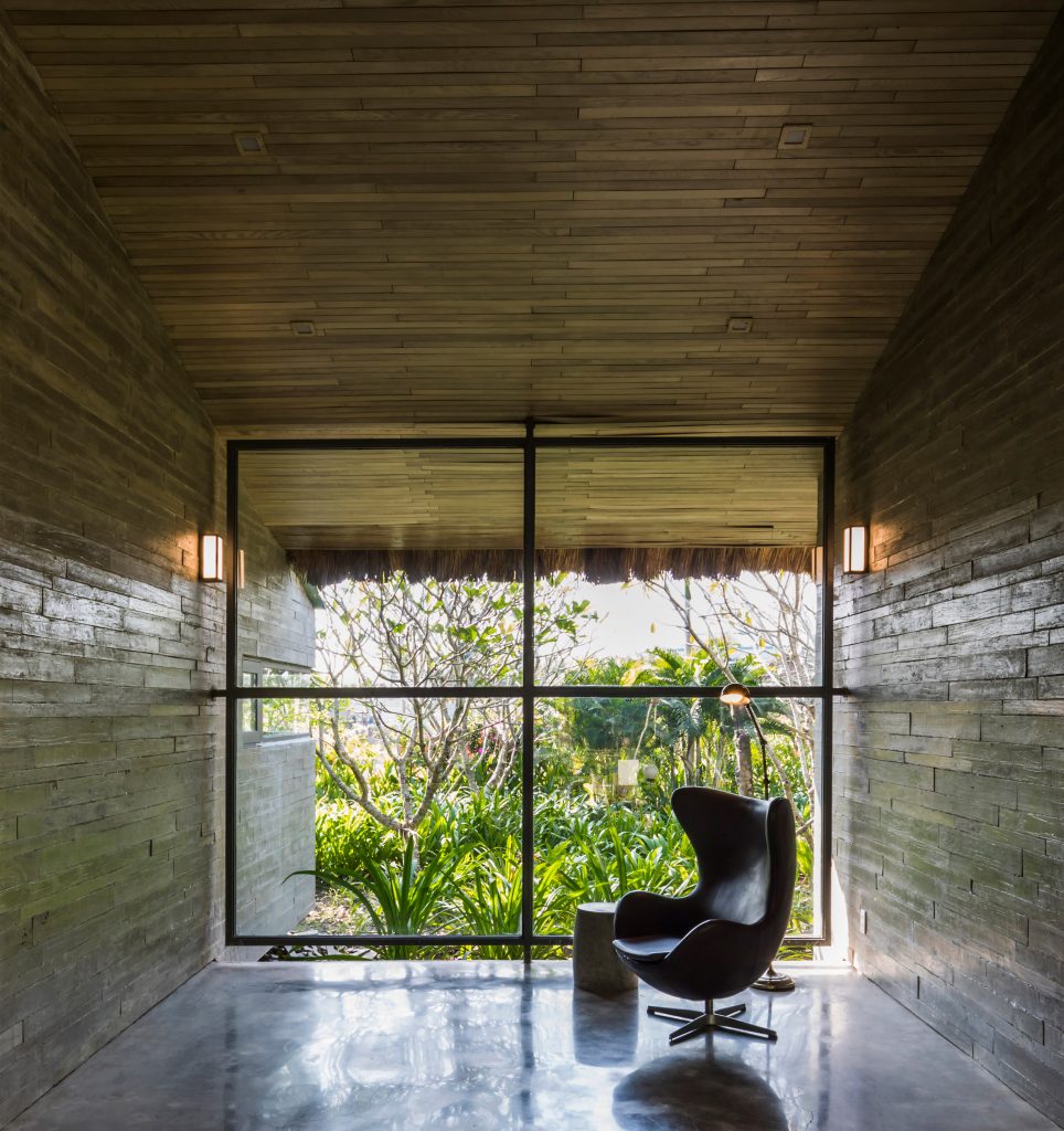 A concrete living room