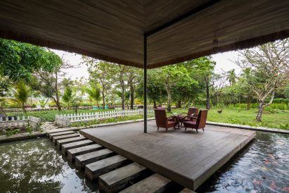 A sheltered outdoor deck