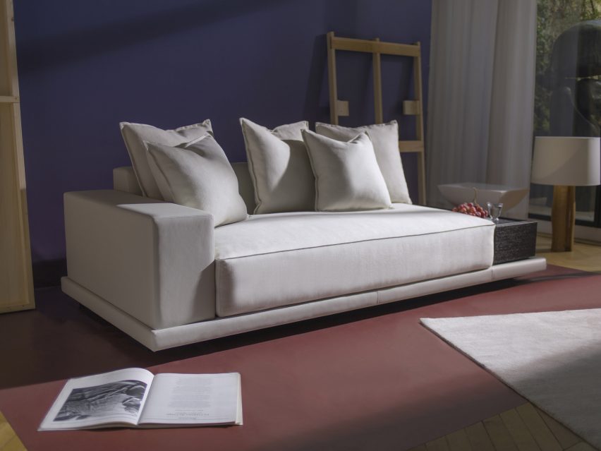 A white standalone sofa module