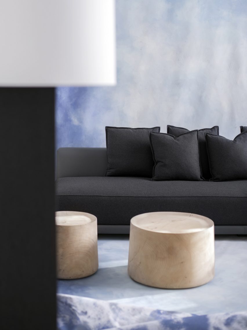 A black sofa