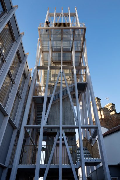 A lookout tower built from larch
