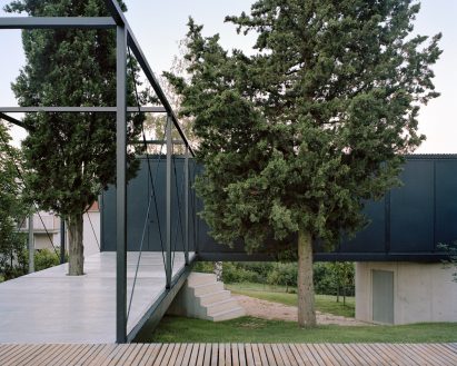 A terrace of a steel-framed house