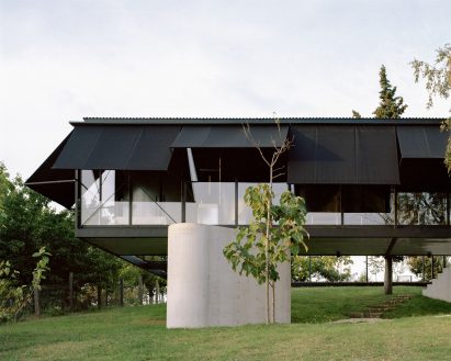 The steel and glass exterior of Avala House