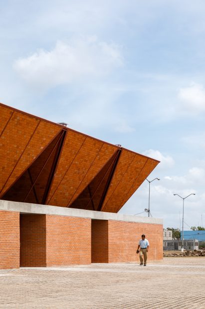 Market in Mexico made of bricks