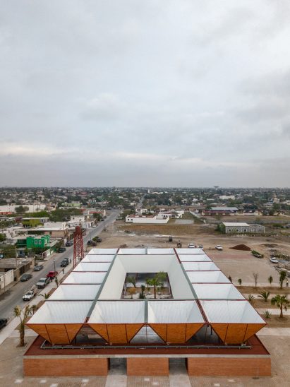 Drone footage of a market in Mexico