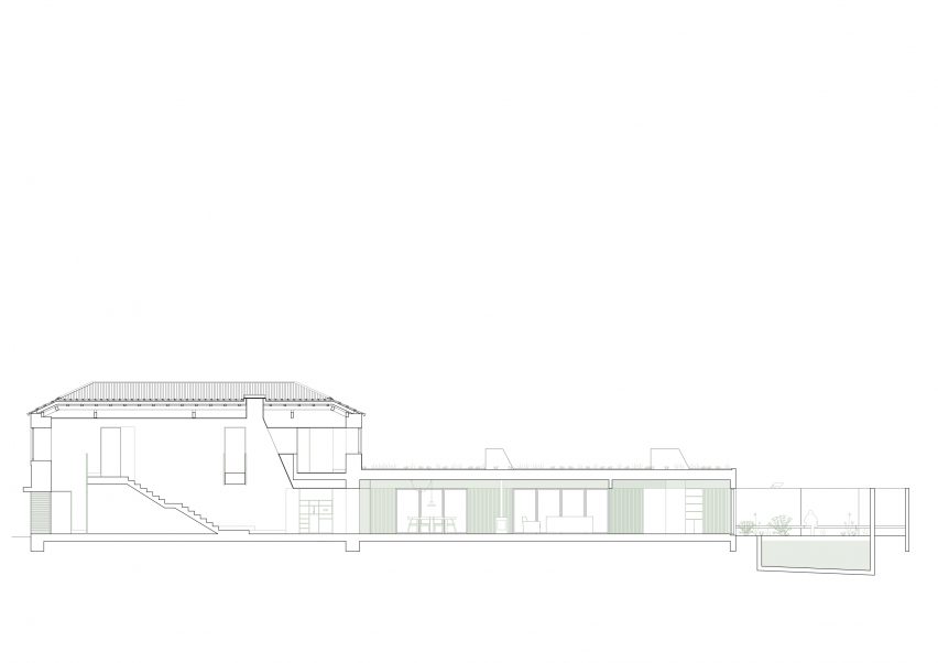 Long section of the building