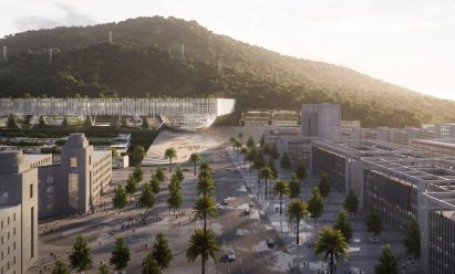The campus by Dominique Perrault Architects and Zhubo Design has a large public amphitheatre