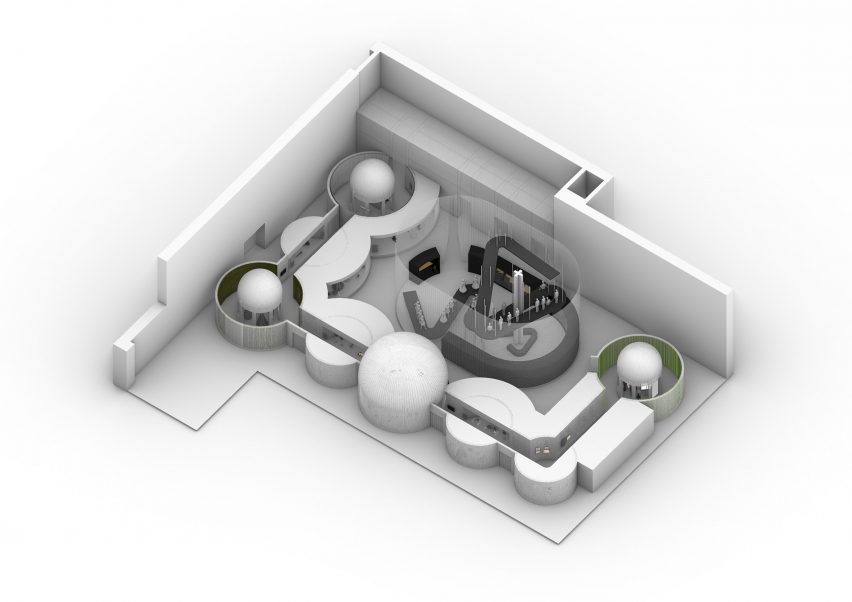 Axonometric drawing of the space
