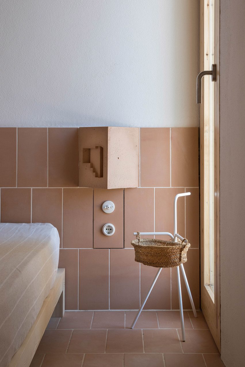 Tiles form bedside lamps