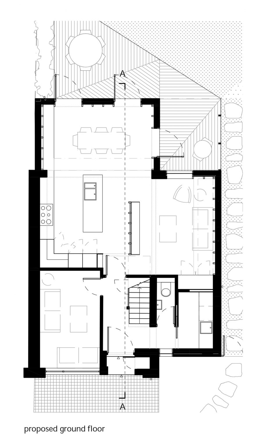 The ground floor plan of Fruit Box by Nimtim Architects