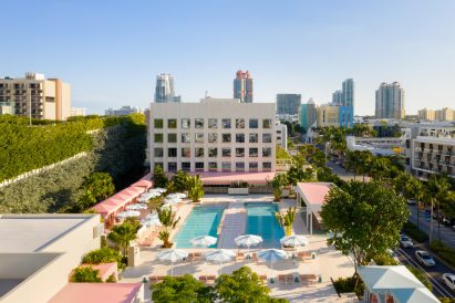 Strawberry Moon beach club of Miami Beach hotel by Ken Fulk for Pharrell Williams and David Grutman