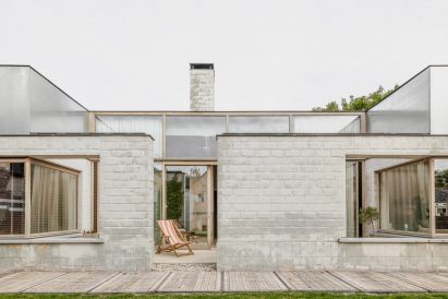 The brick facade of a bungalow in Belgium