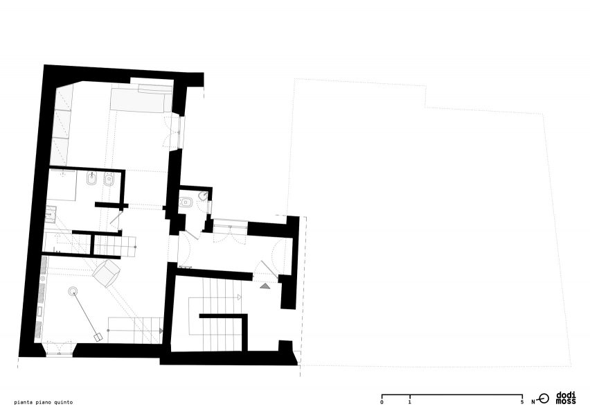 Lower level floor plan of House for a Sea Dog in Genoa by Dodi Moss