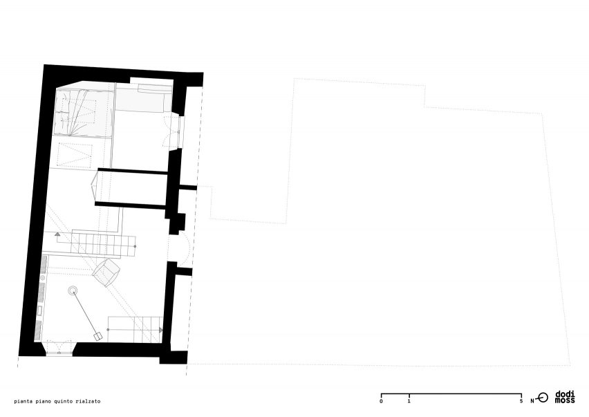 Mezzanine floor plan of House for a Sea Dog in Genoa by Dodi Moss