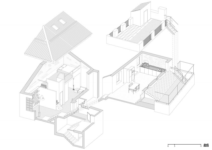 Exploded 3D diagram of House for a Sea Dog in Genoa by Dodi Moss