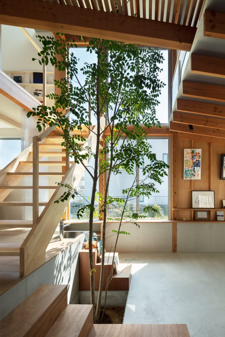 Wooden staircase and atrium