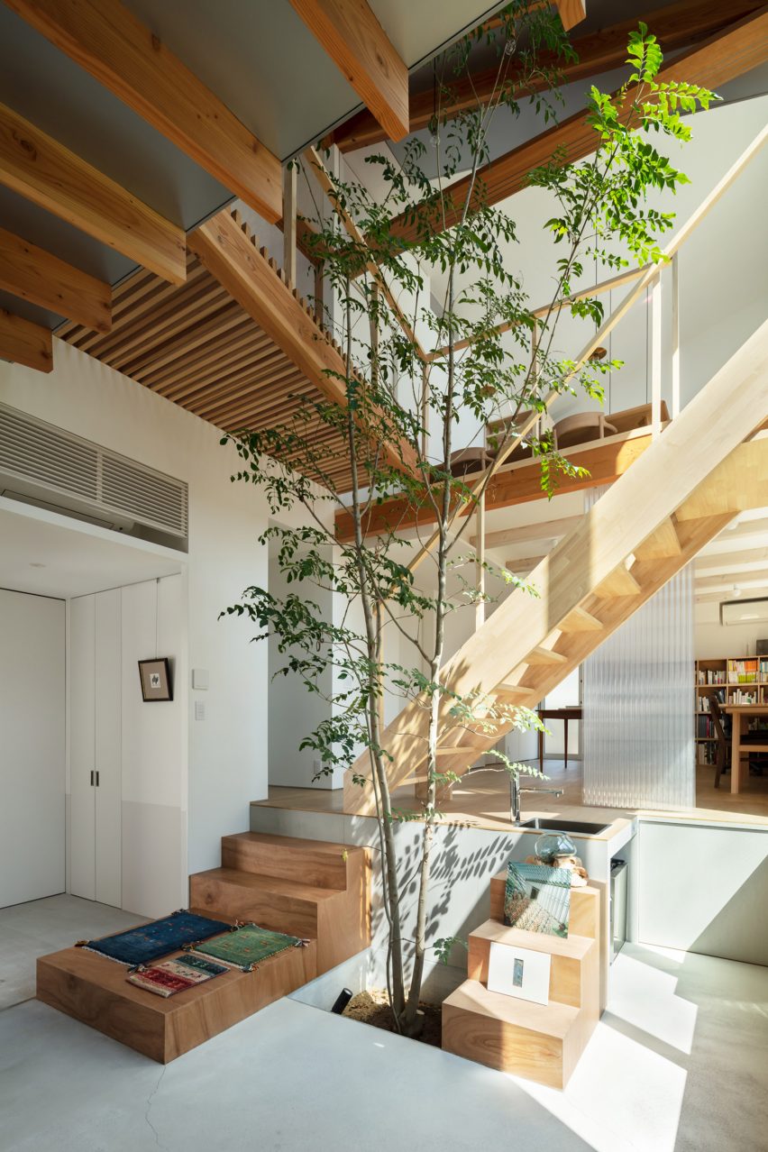 An atrium and staircase in a Japanese house