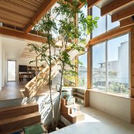 An atrium with a central tree